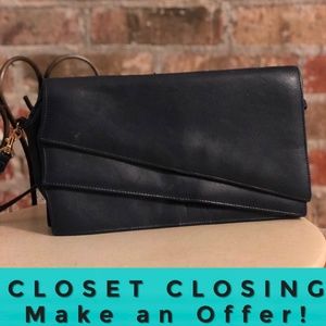navy blue asymmetrical clutch purse